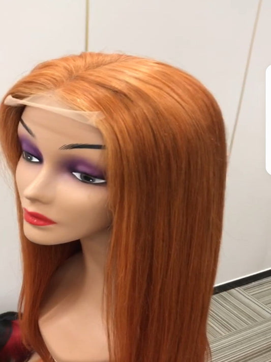 100% Virgin Human Hair Ginger Orange Wig 22" 180 or 200 Density 13x4 frontal transparent lace ( Free Shipping)