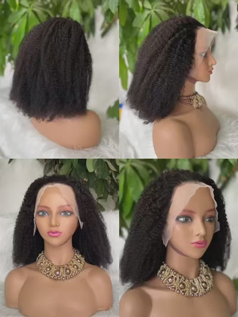 HD Lace Front Wigs Kinky curly Hair Frontal Human Hair Wigs with Curly Edges